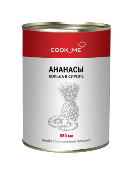 КОНСЕРВЫ Ананас кольца в сиропе 340г/580мл, COOK ME, Тайланд