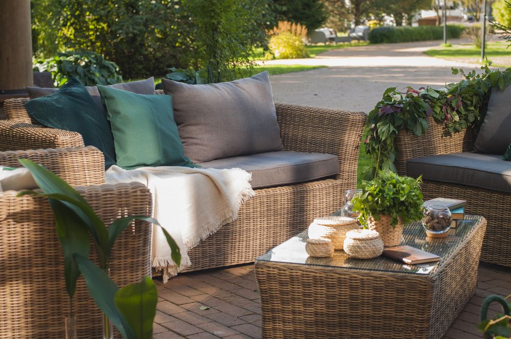 "Капучино Дабл" лаунж-зона из искусственного ротанга, цвет соломенный