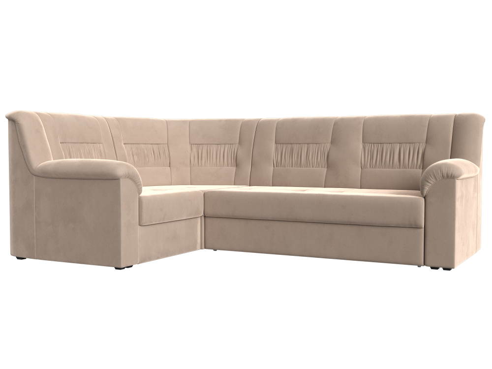 Диван угловой Карелия левый угол, Бежевый, Велюр, 113340L