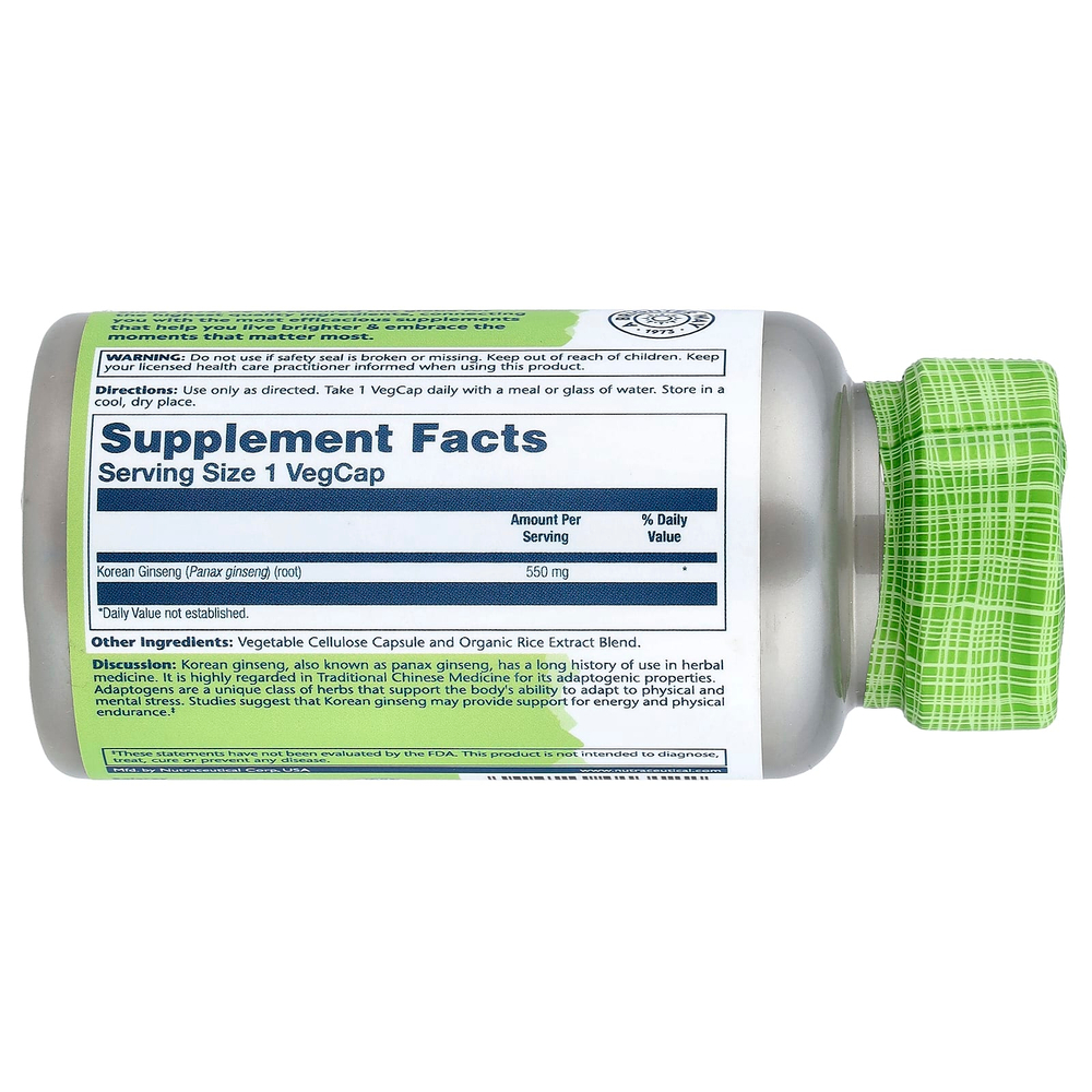 Solaray, True Herbs, корейский женьшень, 550 мг, 50 вегетарианских капсул