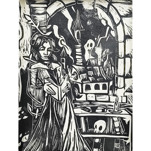 Пономаренко Г. E. Обреченная. Линогравюра. 2025