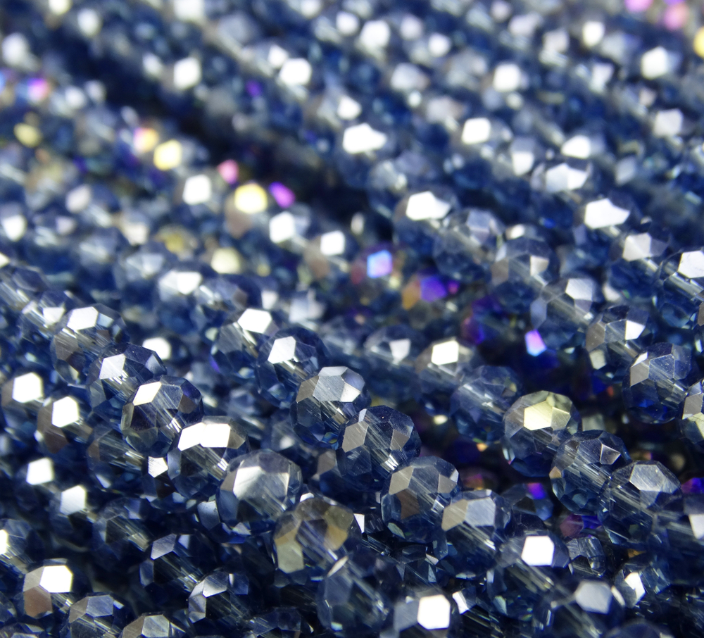 БП026ДС46 Хрустальные бусины "рондель", полуночный синий AB прозрачный, 4х6 мм, кол-во: 58-60 шт.
