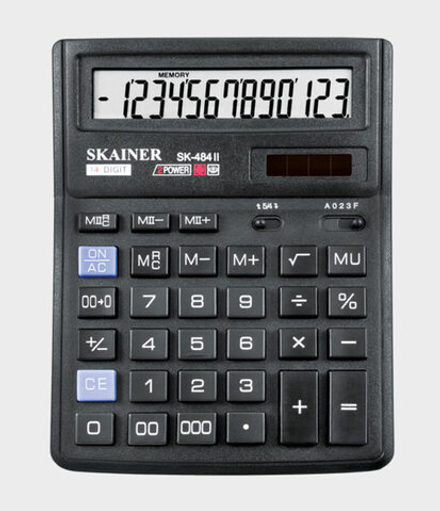 Калькулятор  12 разр. Skainer  настольный проф., двойное питание, черный SK-484II