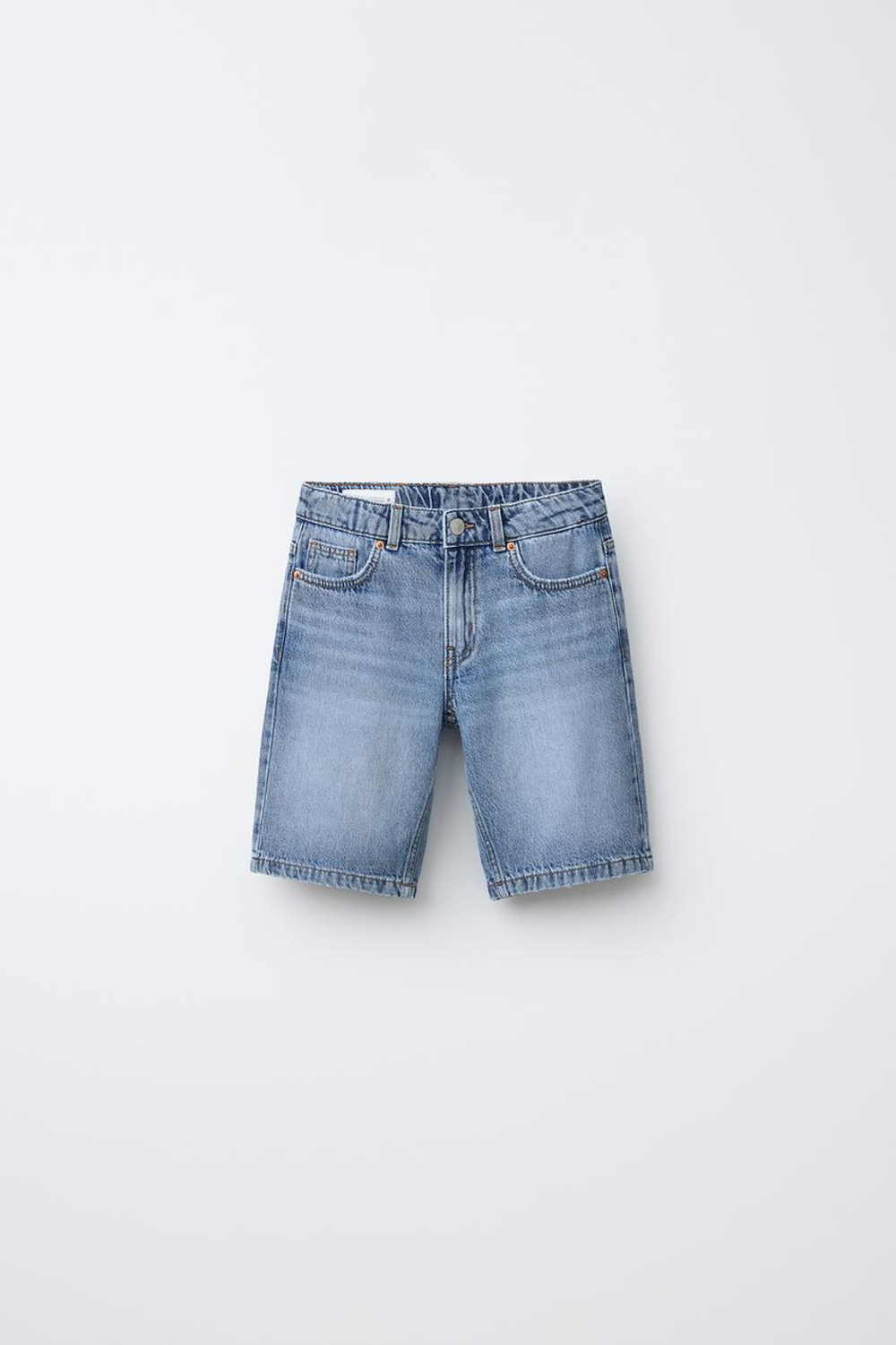 ZARA ПРЯМЫЕ ДЖИНСОВЫЕ ШОРТЫ, СИНИЙ