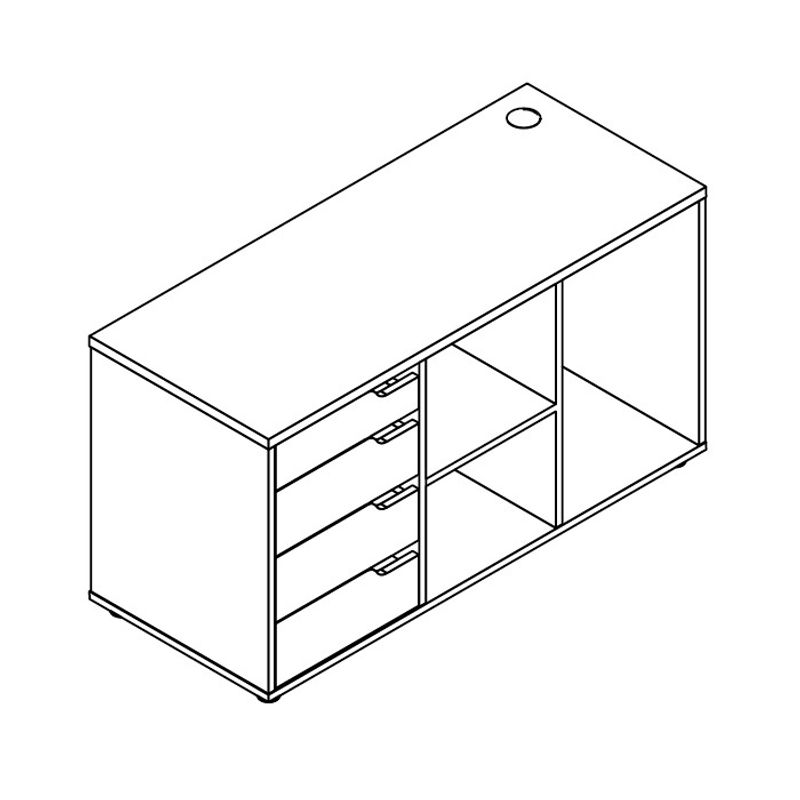 Тумба опорная с ручками-вырезами (без замка)
