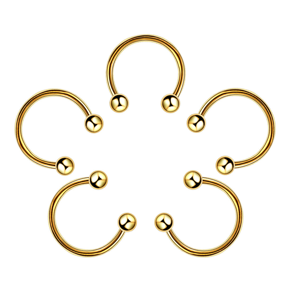 Пирсинг "Циркуляр с шариками", цвет золотой