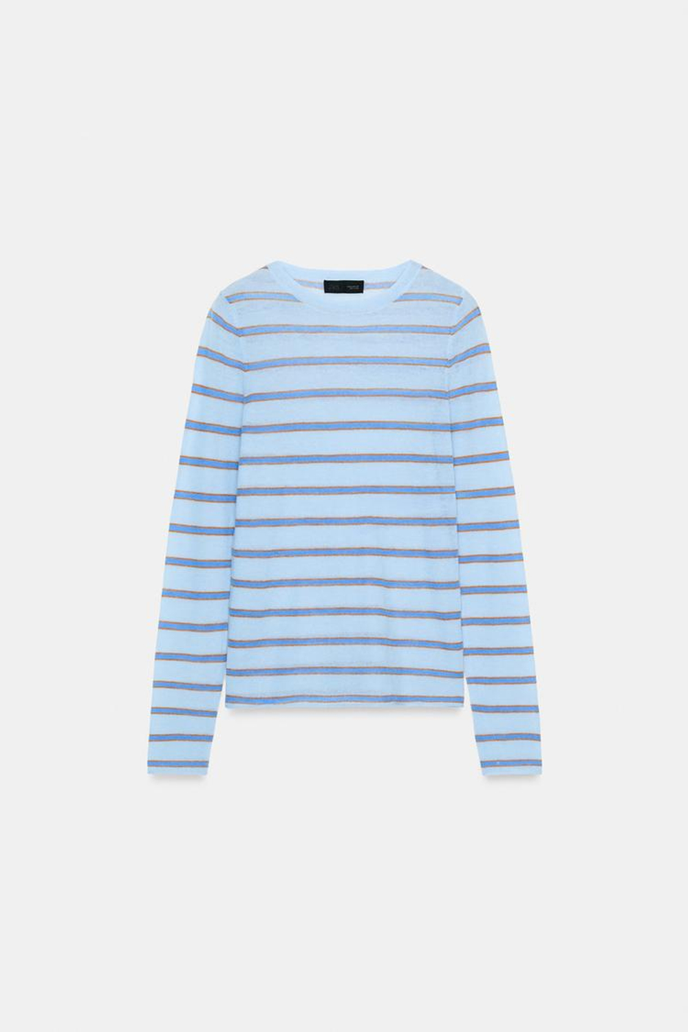 ZARA ДЖЕМПЕР ИЗ ШЕРСТИ В ПОЛОСКУ, ГОЛУБОЙ