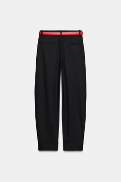 ZARA ПРЯМЫЕ БРЮКИ С РЕМНЕМ, ЧЕРНЫЙ