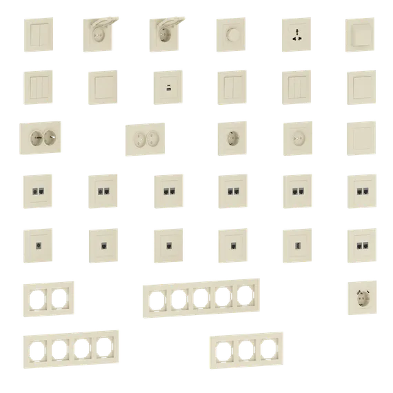 Накладка для розетки Schuko с зарядным устройством USB A+C,  со шторками 16A 250В,  матовый кремовый,  серия A07