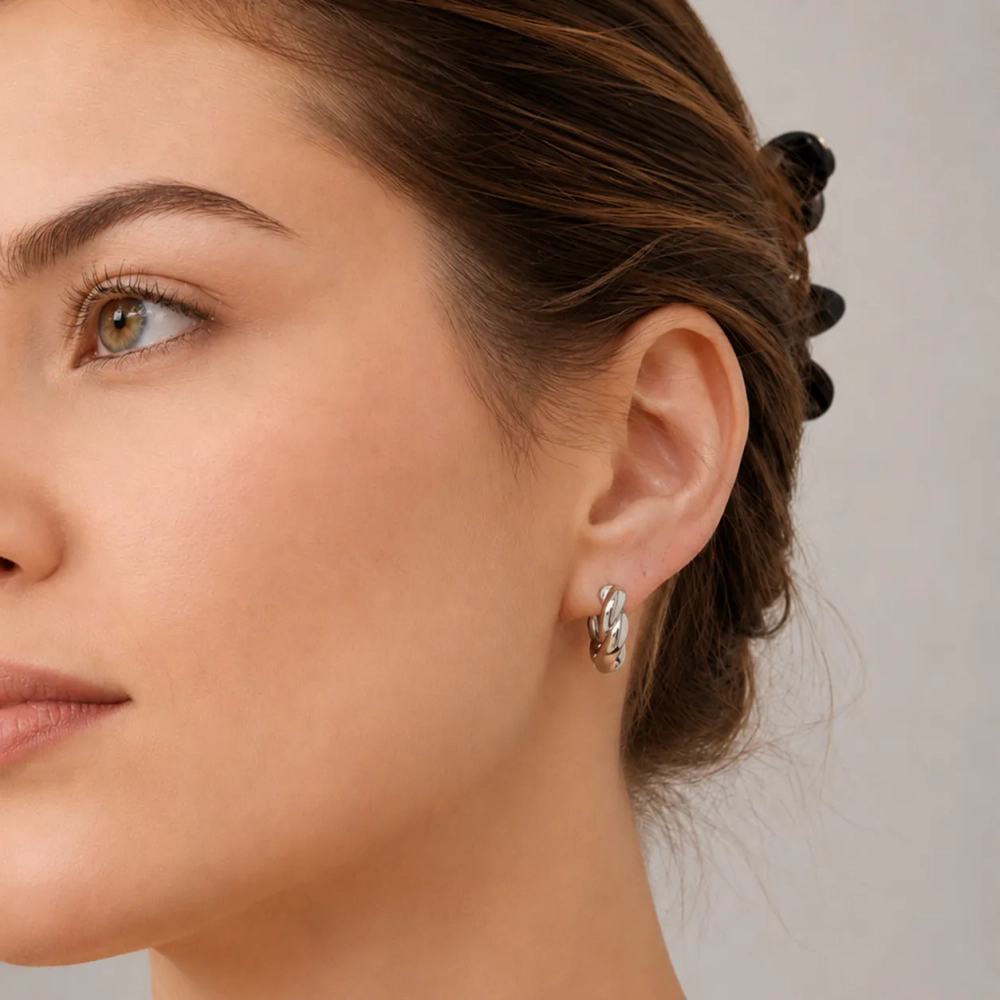 Серьги Oubi Yabi «Shine Twist Hoops» Silver