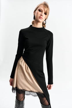 Мини-юбка с кружевом 1264 золото