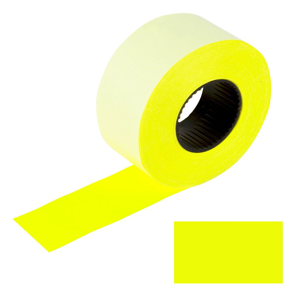 Этикет-лента 26*16мм прямоугольная, желтая, КОМПЛЕКТ 5 рулонов по 800 шт., BRAUBERG, 128458