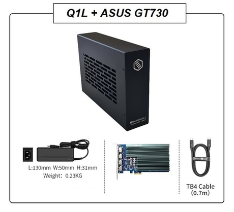 Внешняя видеокарта EGPu Wikingoo Q1l + Asus GT730, Thunderbolt 3/4.