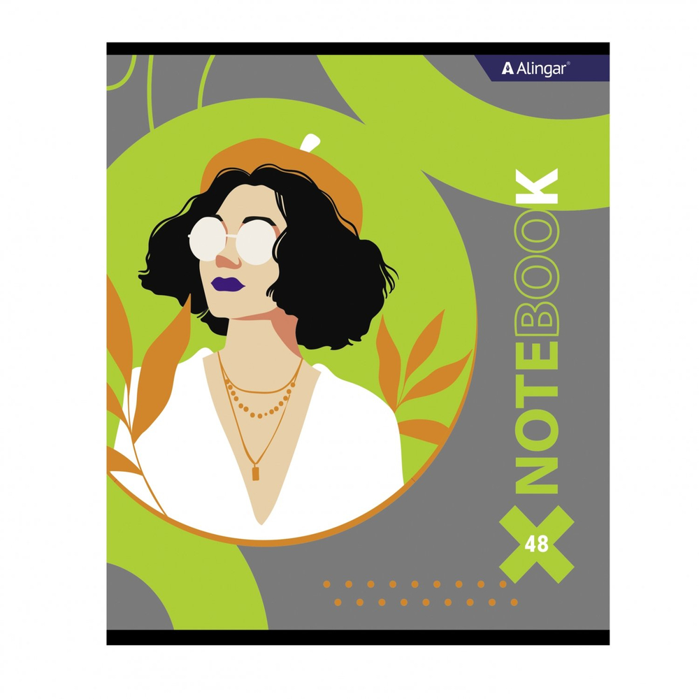 Тетрадь 48л., А5, клетка, Alingar "Леди", скрепка, мелованный картон (стандарт), блок офсет, 4 дизайна в пленке т/у