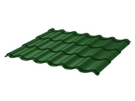 Металлочерепица Монтеррей 0.45 ПЭ RAL6005 зеленый мох Цена за м²