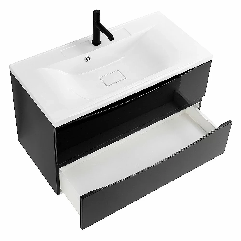 Тумба с раковиной Belbagno MARINO 100 подвесная Nero Lucido
