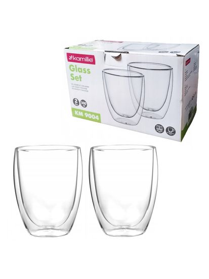 Набор стеклянных стаканов 2 шт. 300 мл. Kamille KM 9004 с двойными стенками