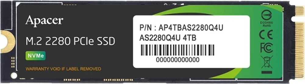 Накопитель SSD M.2 2280 Apacer AP4TBAS2280Q4U-1 4000 ГБ