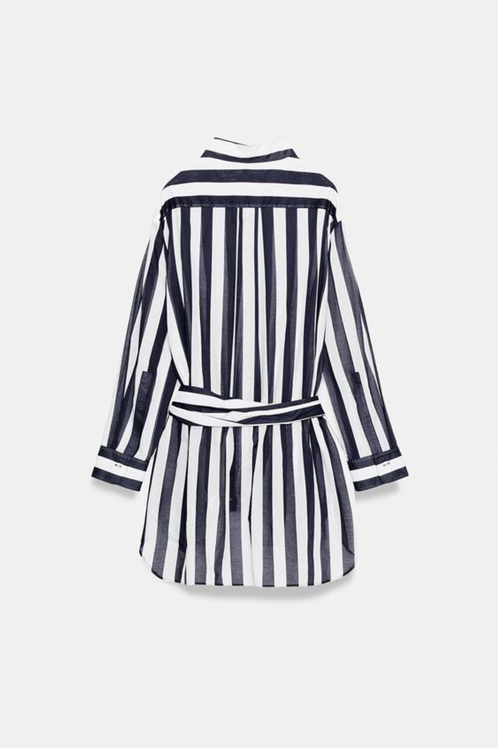 ZARA РУБАШКА В ПОЛОСКУ ZW COLLECTION, БЕЛЫЙ/МОРСКОЙ СИНИЙ