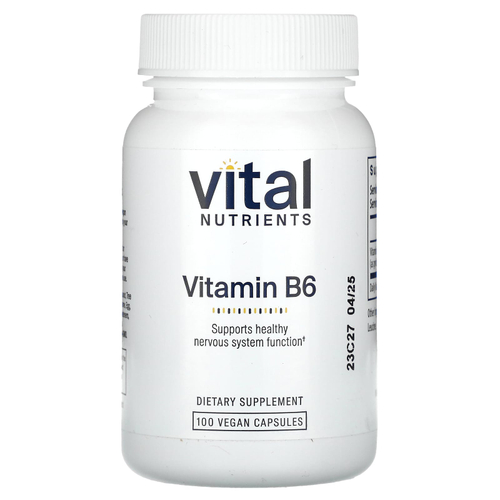 Vital Nutrients, Витамин B6, 100 веганских капсул (100 мг на капсулу)