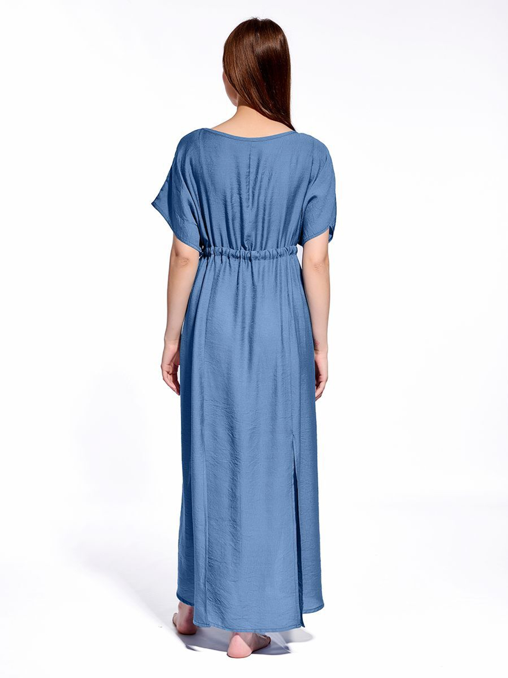 Платье длинное летнее пляжное легкое с запахом и разрезами для отдыха на море и в городе