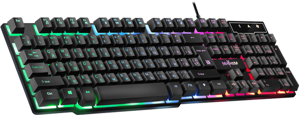 Клавиатура проводная игровая Defender Mayhem GK-360DL, ENG/RUS, USB, RGB подсветка, НОВИНКА!