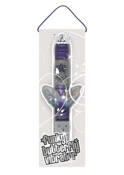 Фиолетовый мультискоростной вибромассажёр Hi-tech Funky Butterfly Dark Purple - 22 см.