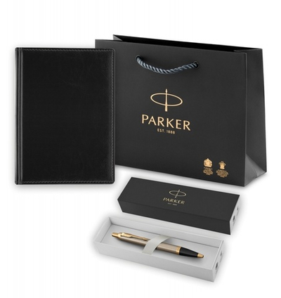 Подарочный набор: Ежедневник недатированный и Шариковая ручка Parker IM Metal, цвет: Brushed Metal GT