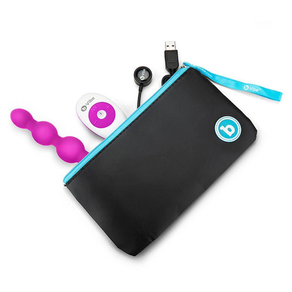 Анальные премиум-бусы с 2 моторами цвет фуксия 13,8см b-Vibe Triplet Anal Beads BV-005-FUC