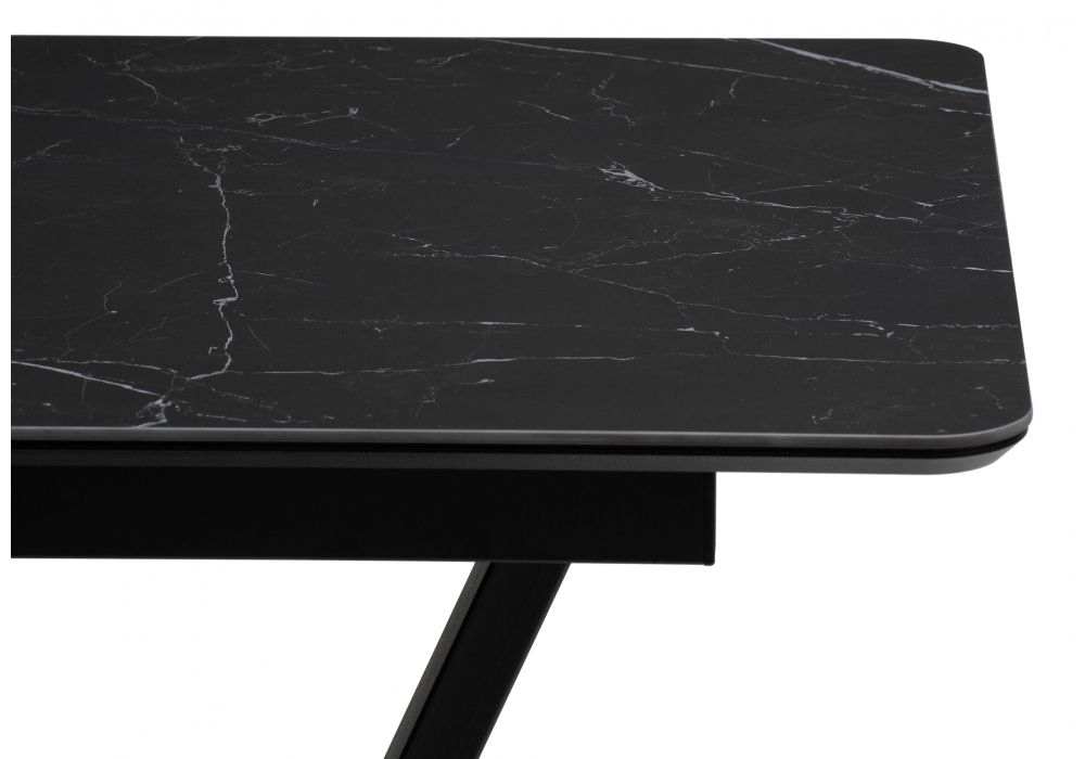 Стол на тумбе Бугун 120(160)х80х77 черный мрамор / черный