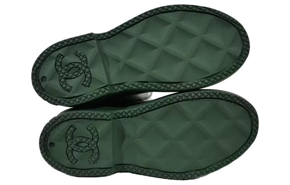 CHANEL Mid Calf Boots Women"s Dark Green