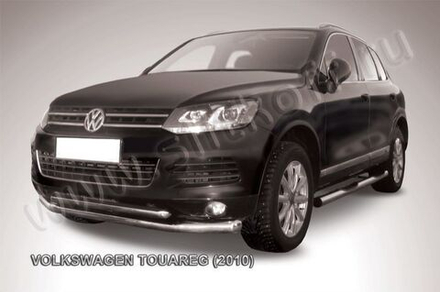 Защита переднего бампера (нержавейка) Volkswagen Touareg (2010-2014) d76+d57