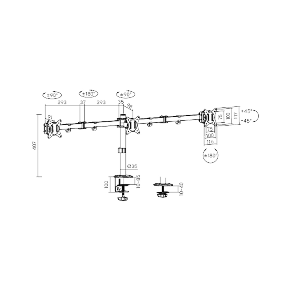 Настольный кронштейн XG MG-1727T для 3-х мониторов (17"-27")