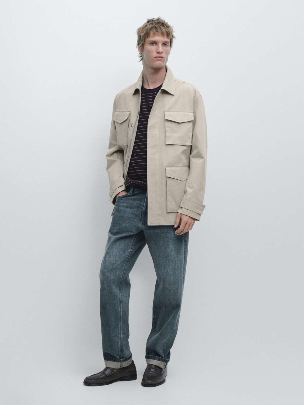 Massimo Dutti Куртка с карманами, дымчатый