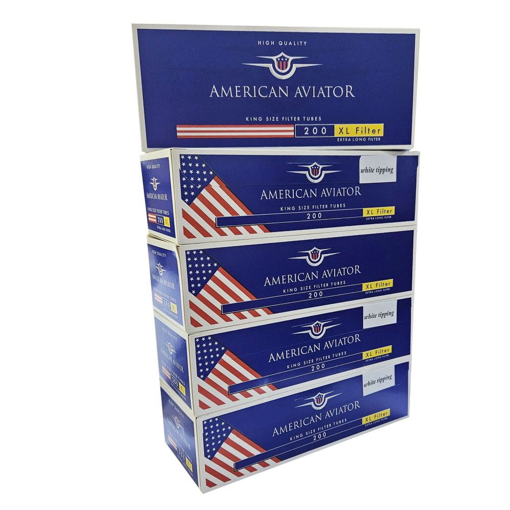 Комплект гильзы для сигарет "American Aviator" XL Filter White 5х200шт