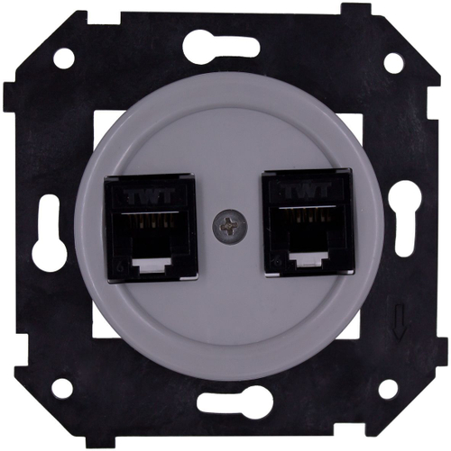 Розетка двойная компьютерная механизм + накладка, цвет Титан (скрытый монтаж) B3-302-26