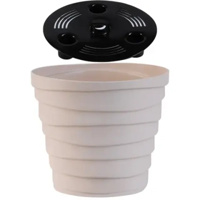 Кашпо для цветов пластиковое 0,9л d-13,2см «Бархан» Кремовый