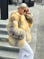 Шуба из меха лисы GOLDEN SUNRISE рукав спираль