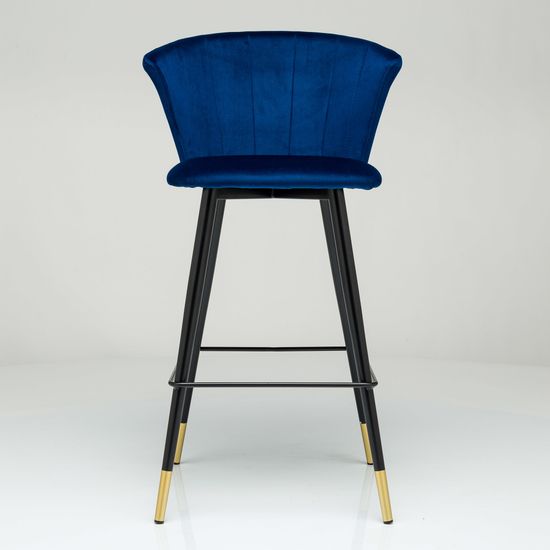 Барный стул Marlon синий велюр