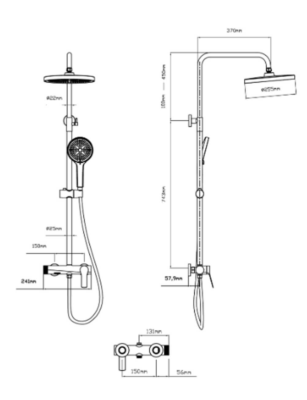 Душевая стойка Arco VSFS-4AR1BG с изливом, брашированное золото, , шт