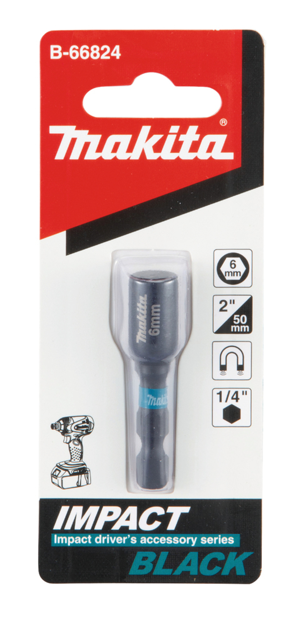 Торцовая магнитная головка Impact Black 6х50 Makita B-66824 6 х 50 мм