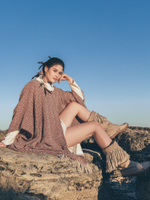 Бохо-накидка из фактурного хлопка (бордо/ромб)