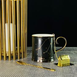 Lenardi 106-296 Кружка 360мл с ложкой и фильтром ВЕСЫ в под.уп.(х12)Фарфор