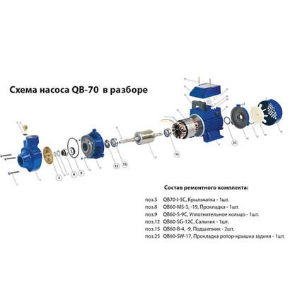 Ремкомплект JEMIX SET-QB-70 для поверх. насоса QB-70