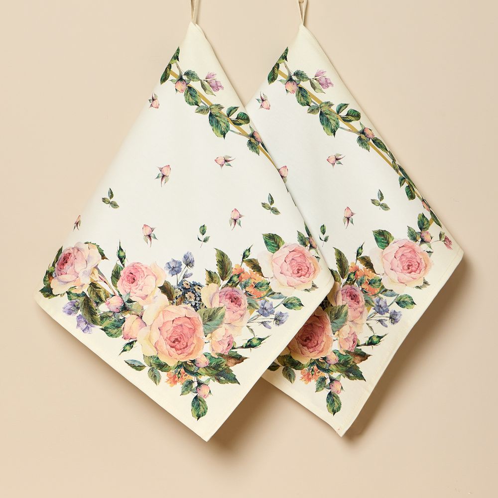 НАБОР ПОЛОТЕНЕЦ ИЗ 2-Х ШТ "ВИНТАЖ"40Х60 СМ ,КРЕМОВЫЙ, 100% ХЛОПОК,ТВИЛ