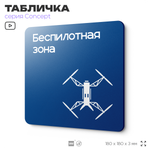Табличка Беспилотная зона, на дверь и стену, информационная и навигационная, серия CONCEPT, 18х18 см, пластиковая, Айдентика Технолоджи
