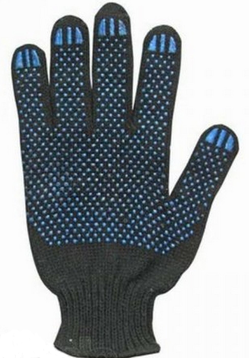 Перчатки 5-ти ниточные с ПВХ, черные