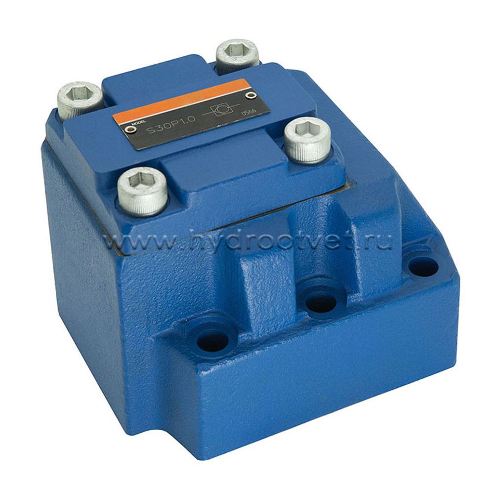 S30P1-10/V - Обратный клапан для монтажа на плиту Ду32, давление открытия 0,5 бар, уплотнение V = FKM