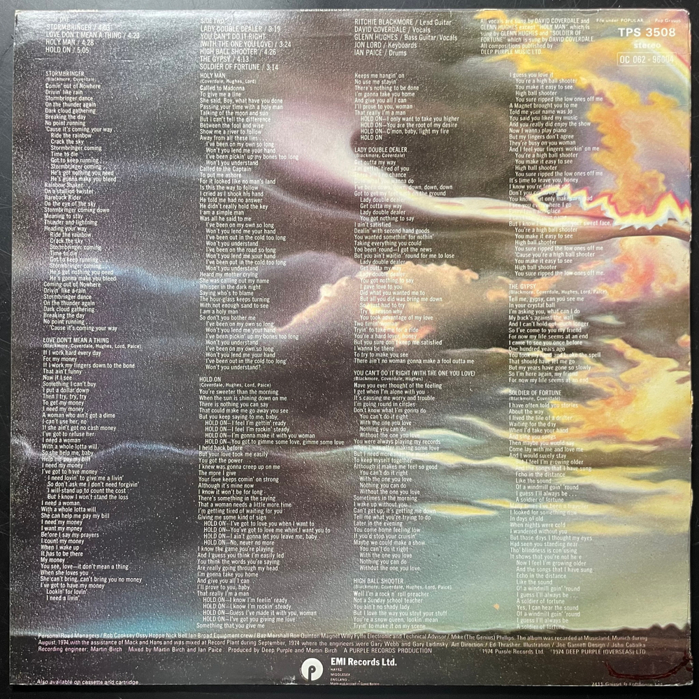 Deep Purple ‎– Stormbringer (Англия 1974г.)