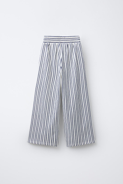 ZARA ПРЯМЫЕ БРЮКИ В ПОЛОСКУ, ЭКРЮ